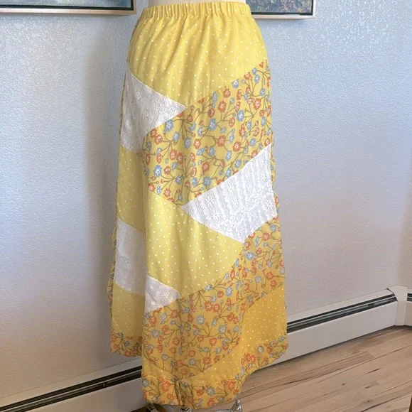v i n t a g e Chessa Davis Maxi Skirt Polka Dot Lace Floral S or M - Picture 6 of 13